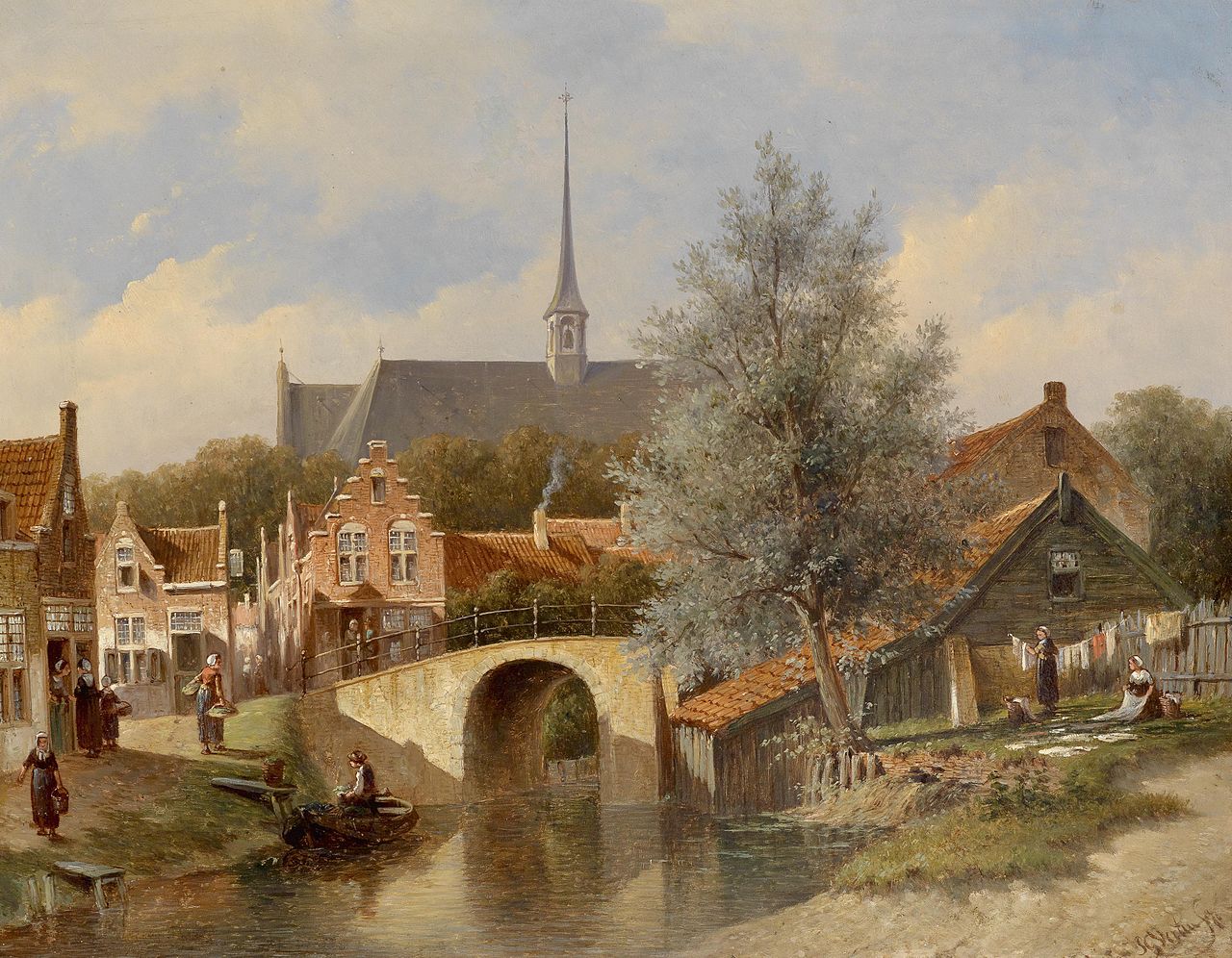 Everyday life in Edam, vintage artwork by Petrus Gerardus Vertin, A3 (16x12") Poster Print