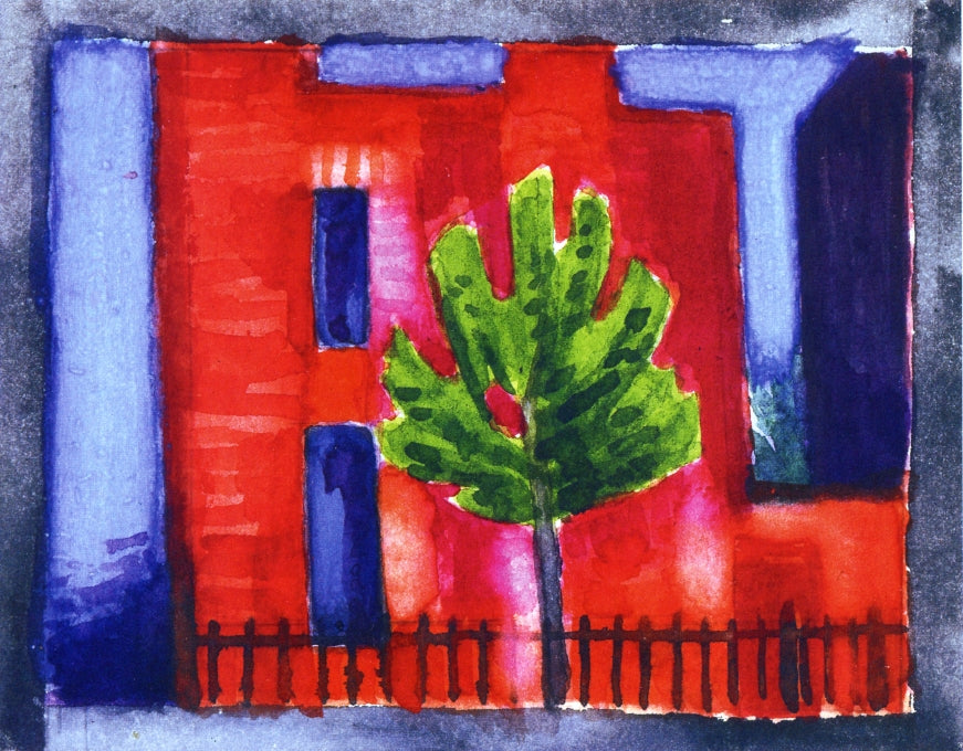 House and Tree, vintage artwork by Oscar Bluemner, 12x8" (A4) Poster