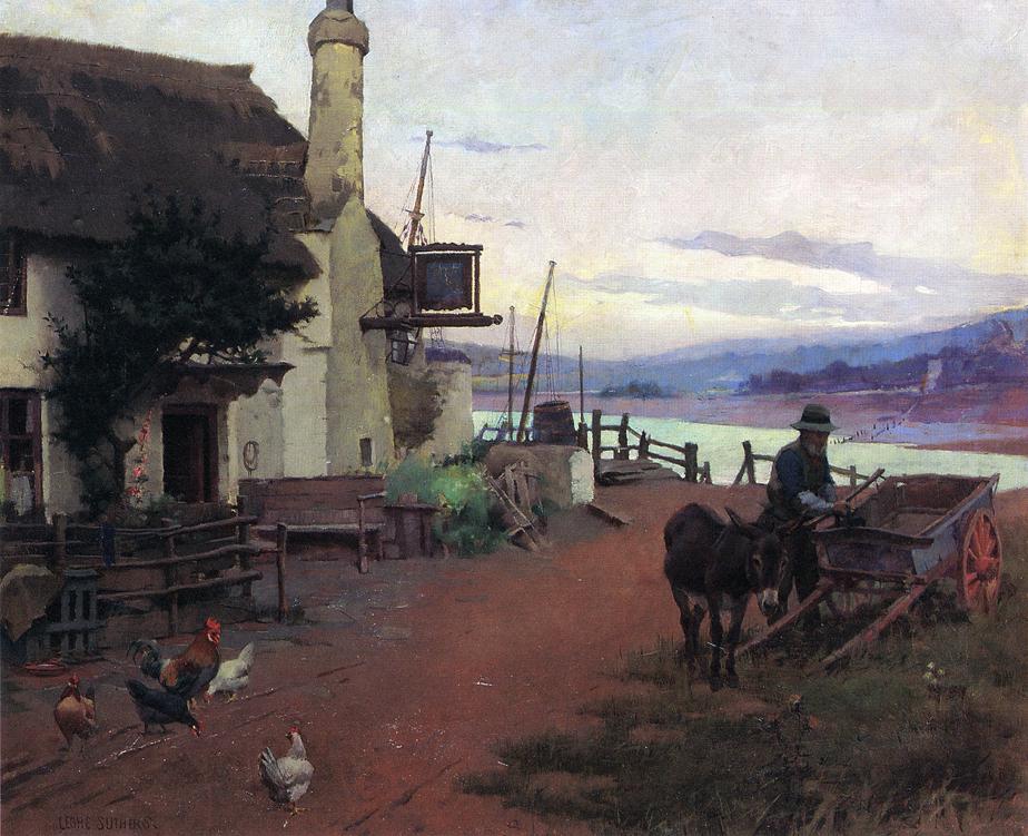 Porlock Harbour, Somerset, vintage artwork by Leghe Suthers, 12x8" (A4) Poster