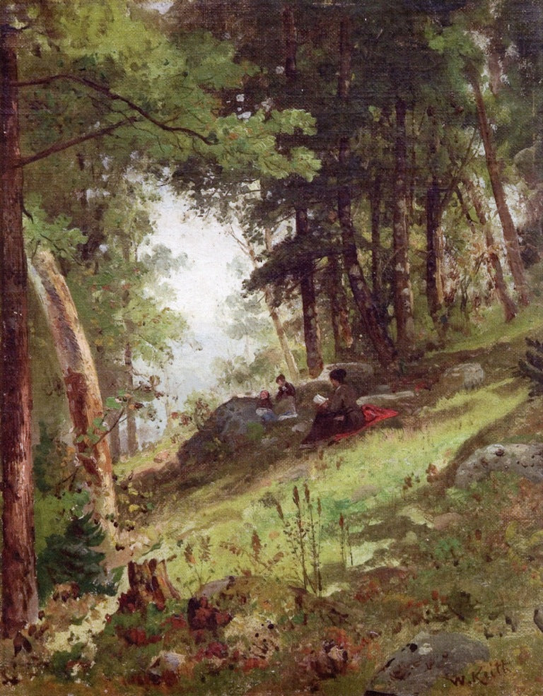 In the Birch Woods, Damariscotta, Maine, vintage artwork by William Keith, 12x8" (A4) Poster