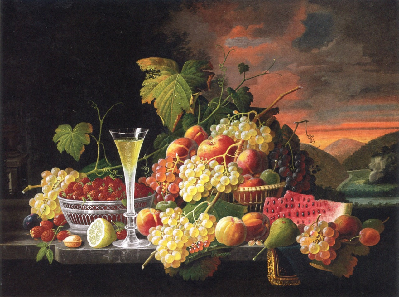Still Life: Wine and Fruit, vintage artwork by Severin Roesen, A3 (16x12") Poster Print