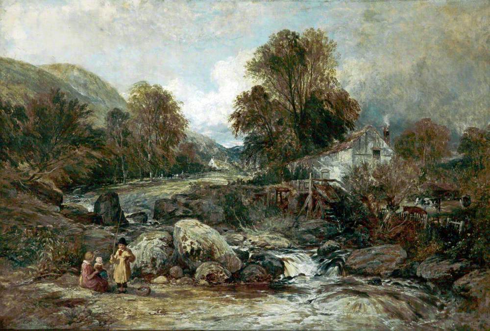 Dol-y-Garrog Mill near Llanrwst, Caernarvonshire, vintage artwork by William James Müller, A3 (16x12") Poster Print