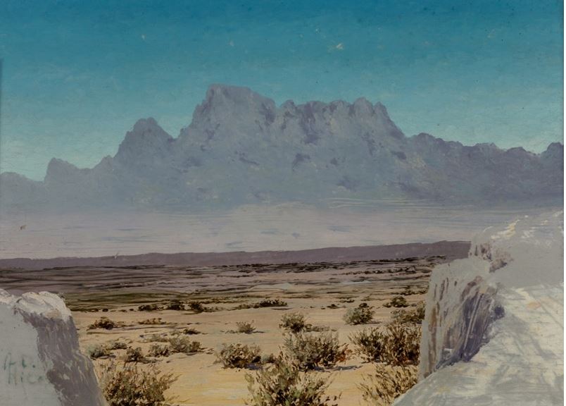 Franklin Mountains, West Texas, vintage artwork by Audley Dean Nichols, 12x8" (A4) Poster