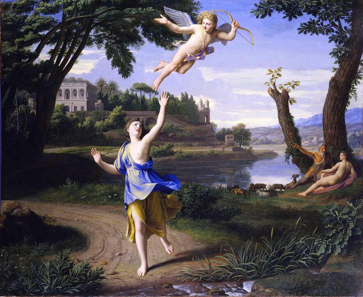 Psyche Abandoned by Cupid, vintage artwork by Nicolas Colombel, 12x8" (A4) Poster