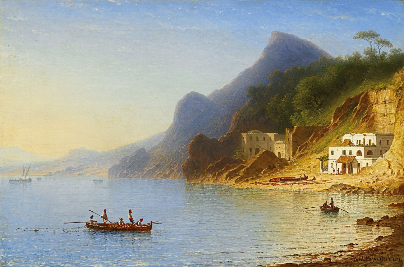 At the Italian Coast, vintage artwork by Carl Morgenstern, A3 (16x12") Poster Print