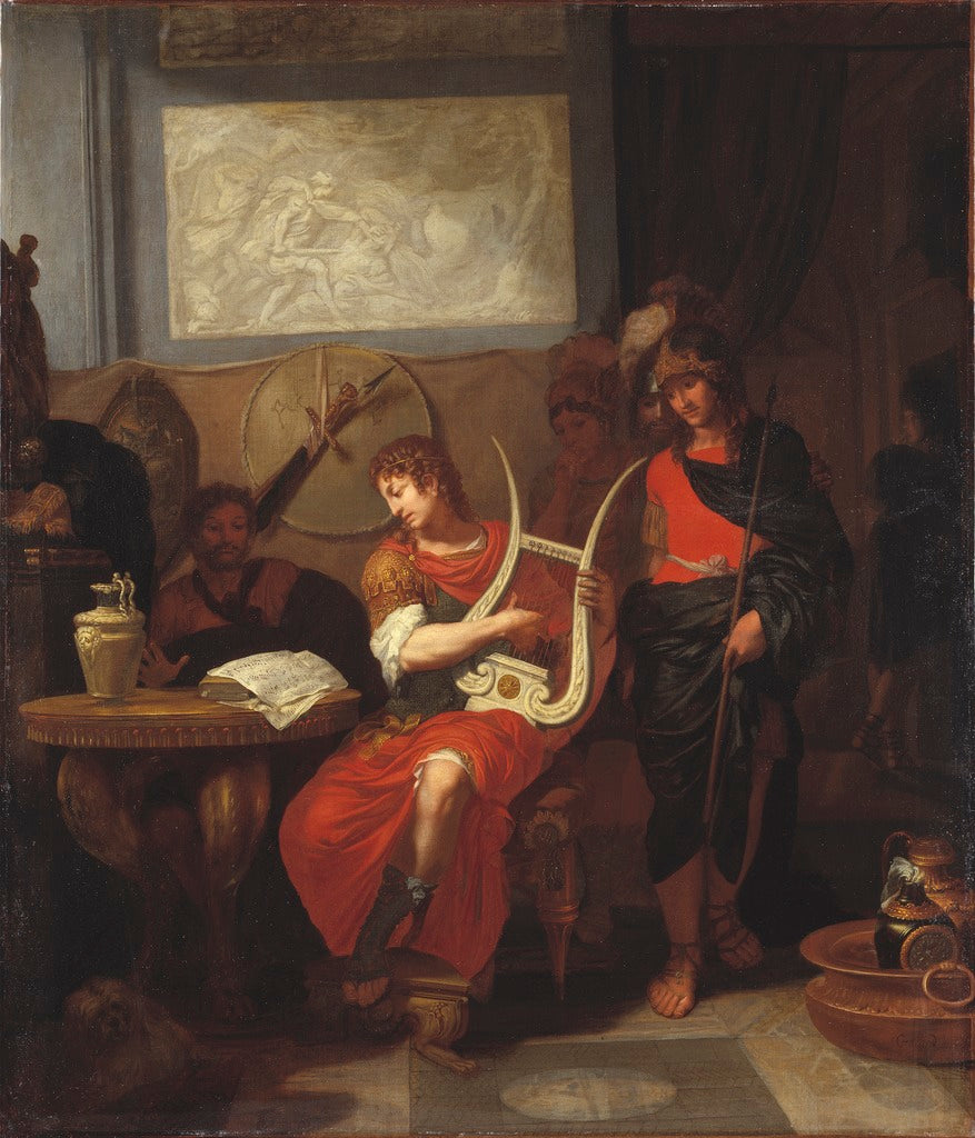 Achilles Playing the Lyre before Patrocles, vintage artwork by Gerard de Lairesse, 12x8" (A4) Poster
