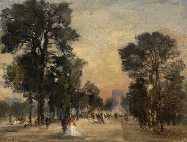 Les Champs-Elysees, vintage artwork by Attributed to Stanislas Lepine, 12x8" (A4) Poster
