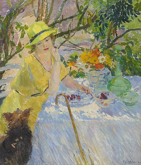 On the Terrace, vintage artwork by Ernest Jean Joseph Godfrinon, 12x8" (A4) Poster