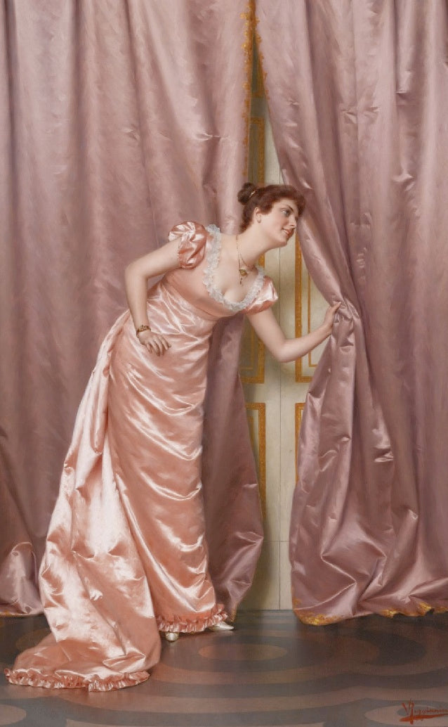 Eavesdropping, vintage artwork by Vittorio Reggianini, 12x8" (A4) Poster