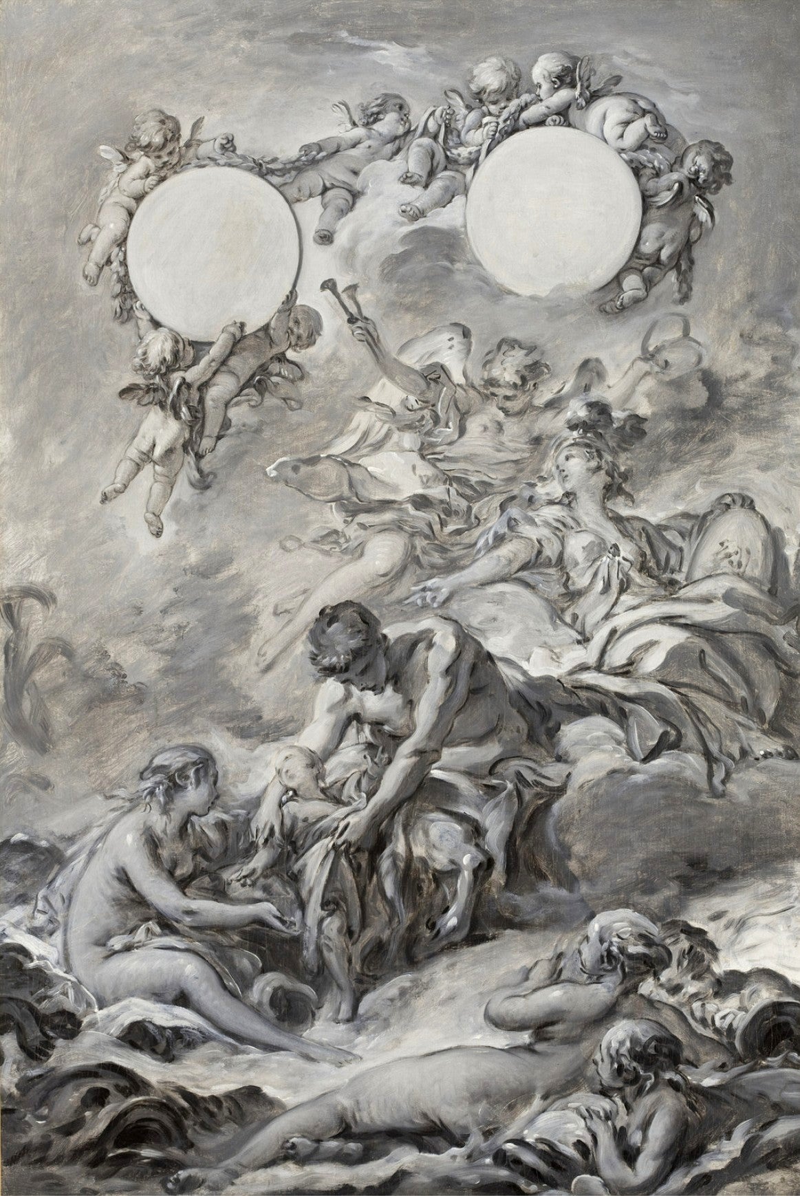 Allegory of the Education of Louis XV, vintage artwork by François Boucher, 12x8" (A4) Poster