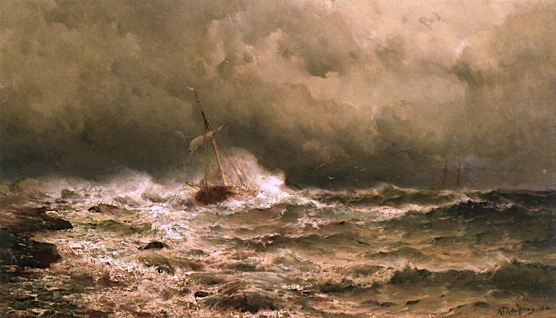 Sailing through the Storm, vintage artwork by Mauritz F. H. De Haas, 12x8" (A4) Poster