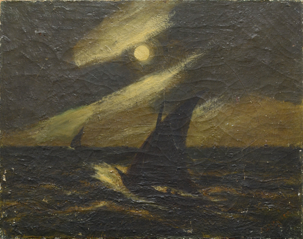 Sailboats in the Moonlight, vintage artwork by Albert Pinkham Ryder, 12x8" (A4) Poster