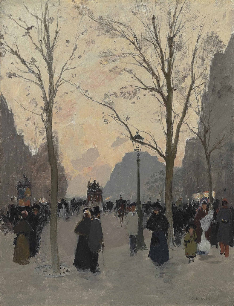 Place de la Republique, Paris, vintage artwork by Luigi Loir, 12x8" (A4) Poster