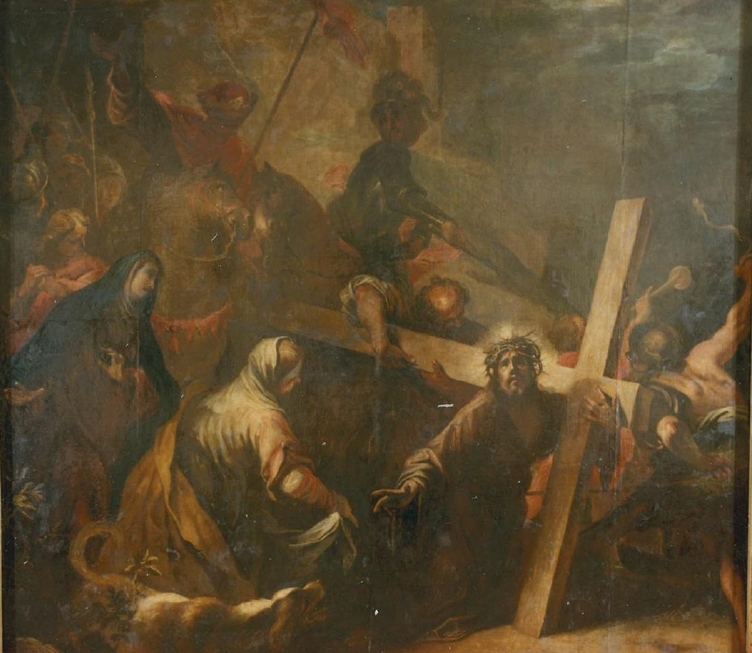 Cristo camino del calvario, vintage artwork by Francisco de Herrera el Mozo, 12x8" (A4) Poster