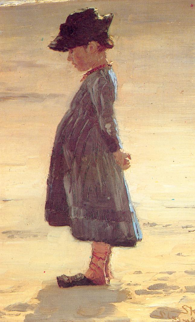 Girl on the Beach, vintage artwork by Peder Severin Kroyer, 12x8" (A4) Poster