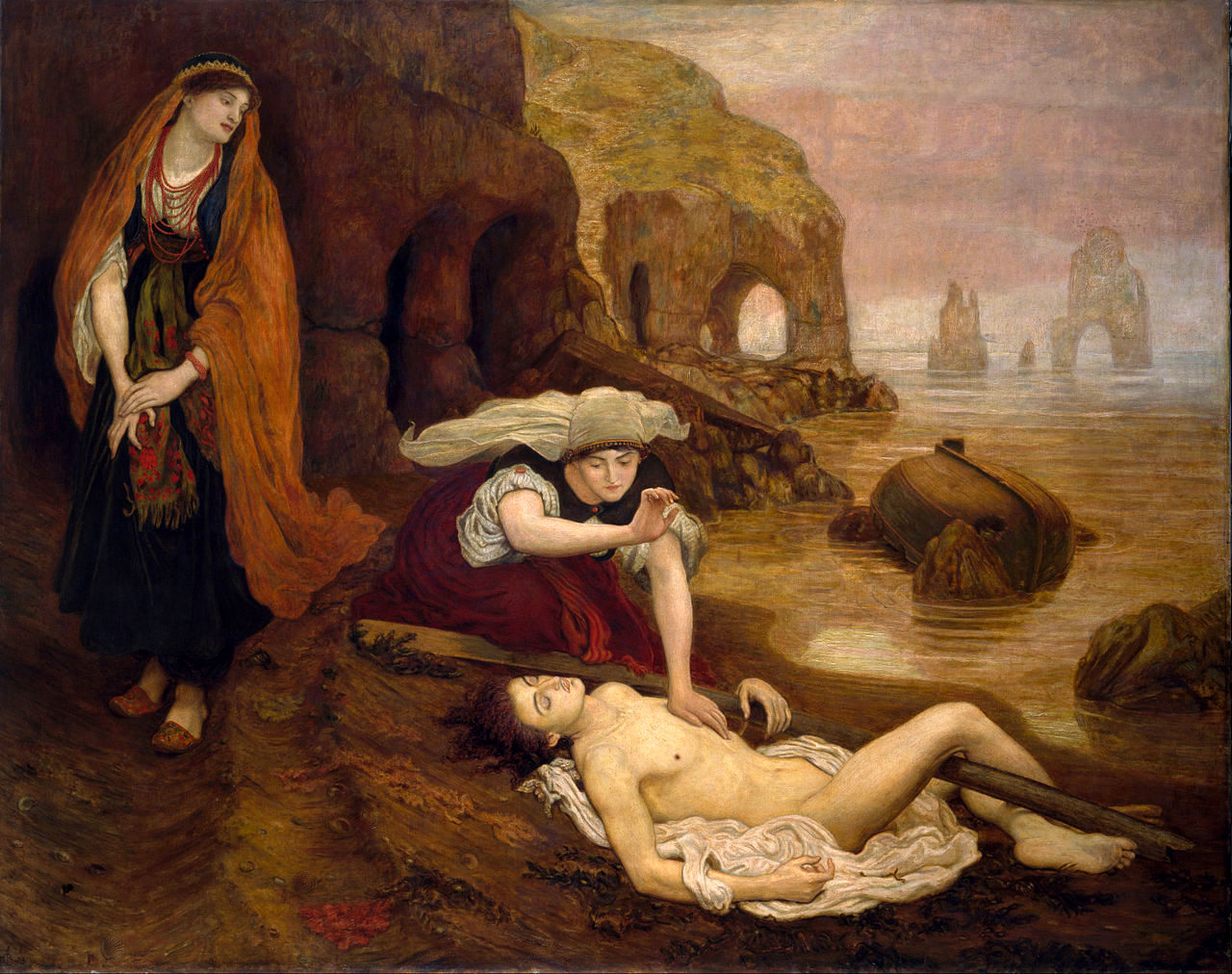Finding of Don Juan by  Haidee, vintage artwork by Ford Madox Brown, A3 (16x12") Poster Print