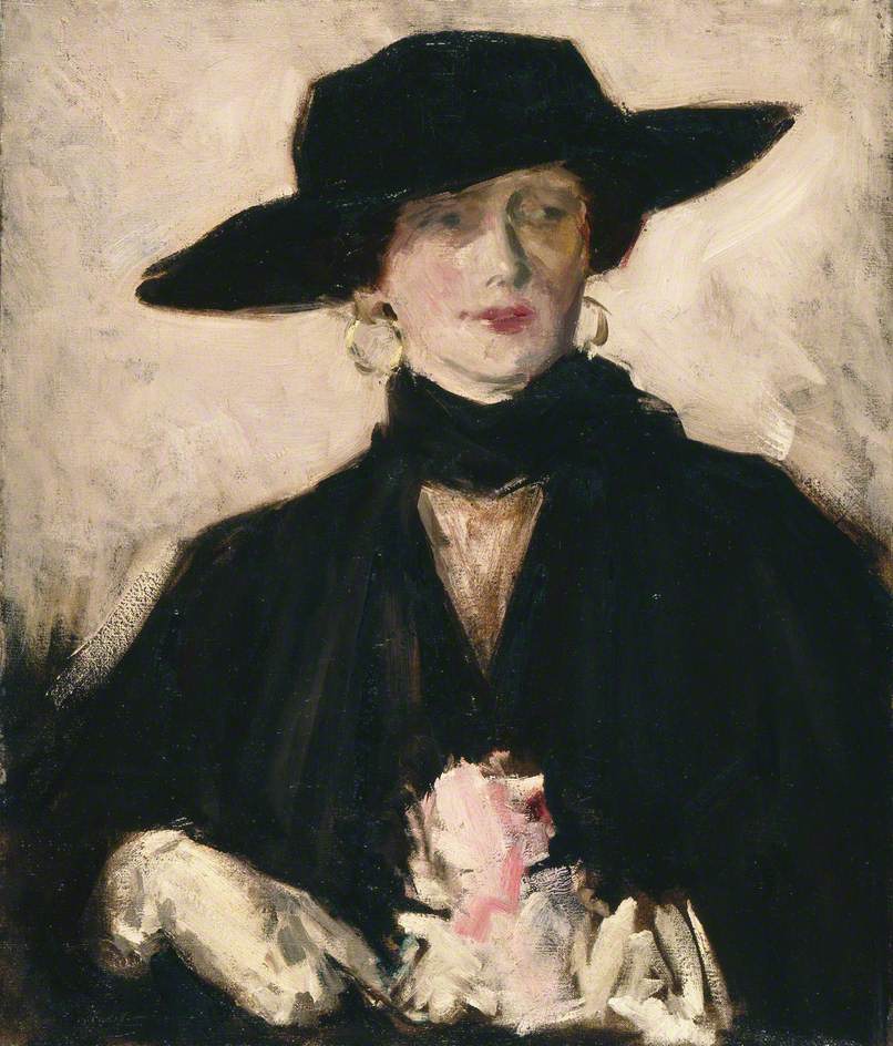Lady in a Black Hat, vintage artwork by Francis Campbell Boileau (F.C.B.) Cadell, 12x8" (A4) Poster