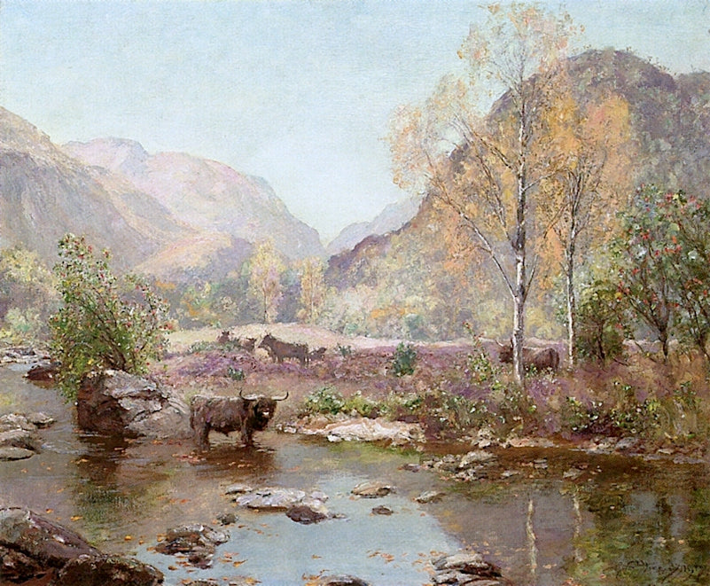 Autumn Gently Tints the Glen, vintage artwork by Sir David Scott Murray, 12x8" (A4) Poster