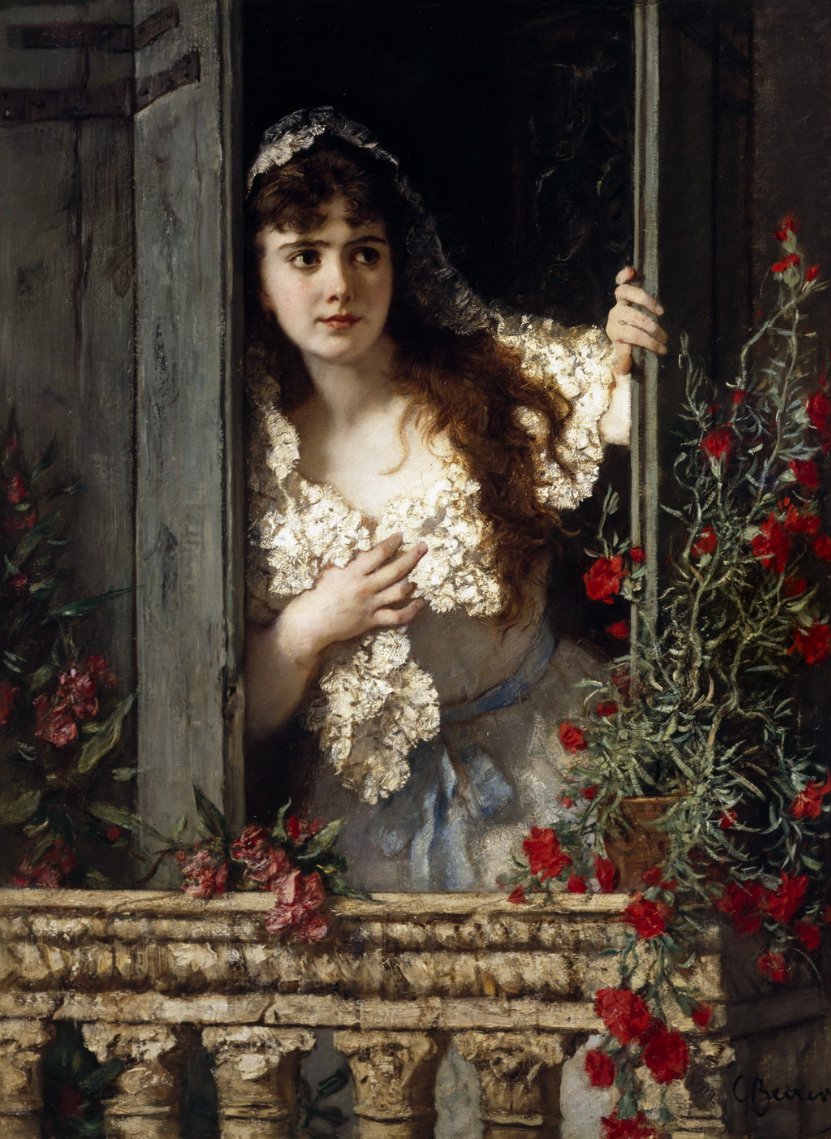 Morning Greeting, vintage artwork by Carl Ludwig Friedrich Becker, A3 (16x12") Poster Print