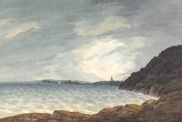 View looking South West towards Tenby , vintage artwork by John Warwick Smith, 12x8" (A4) Poster