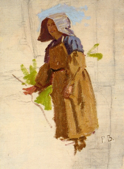 Grape Picker in a Cap, vintage artwork by Jean Frederic Bazille, 12x8" (A4) Poster