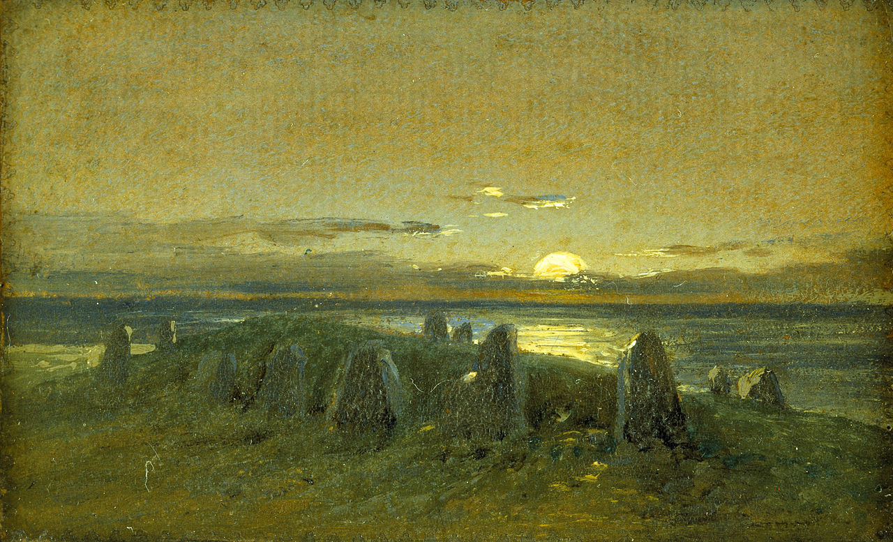 Nobbin on the island of Rügen;  Prehistoric artifact by  Moonlight, vintage artwork by Carl Gustav Carus, A3 (16x12") Poster Print