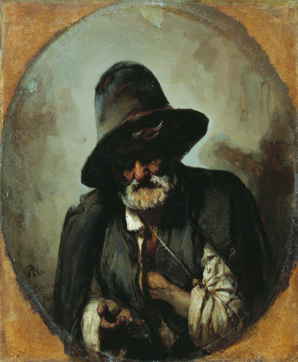 A Roman Beggar, vintage artwork by Pavel Chistyakov, 12x8" (A4) Poster