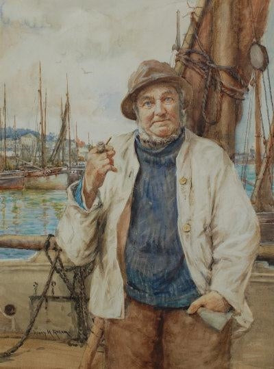 Fisherman by the Quayside by Henry Meynell Rheam,A3(16x12")Poster