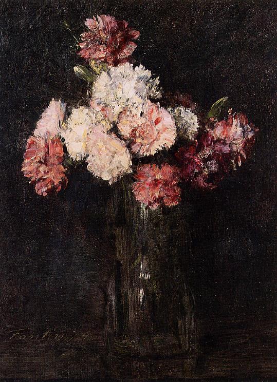 Carnations in a Champagne Glass, vintage artwork by Henri Fantin-Latour, 12x8" (A4) Poster
