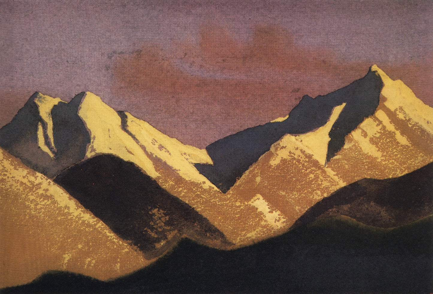 The Himalayas at Sunset, vintage artwork by Nicholas Roerich, 12x8" (A4) Poster