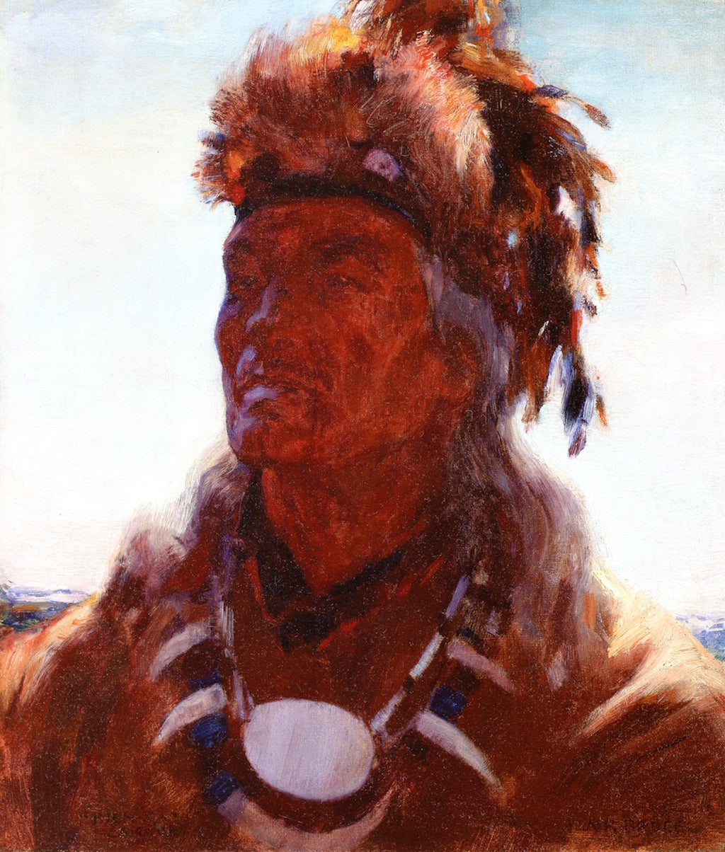 Portrait of Chief Kien-Da (Canadian Indian0, vintage artwork by William Blair Bruce, 12x8" (A4) Poster
