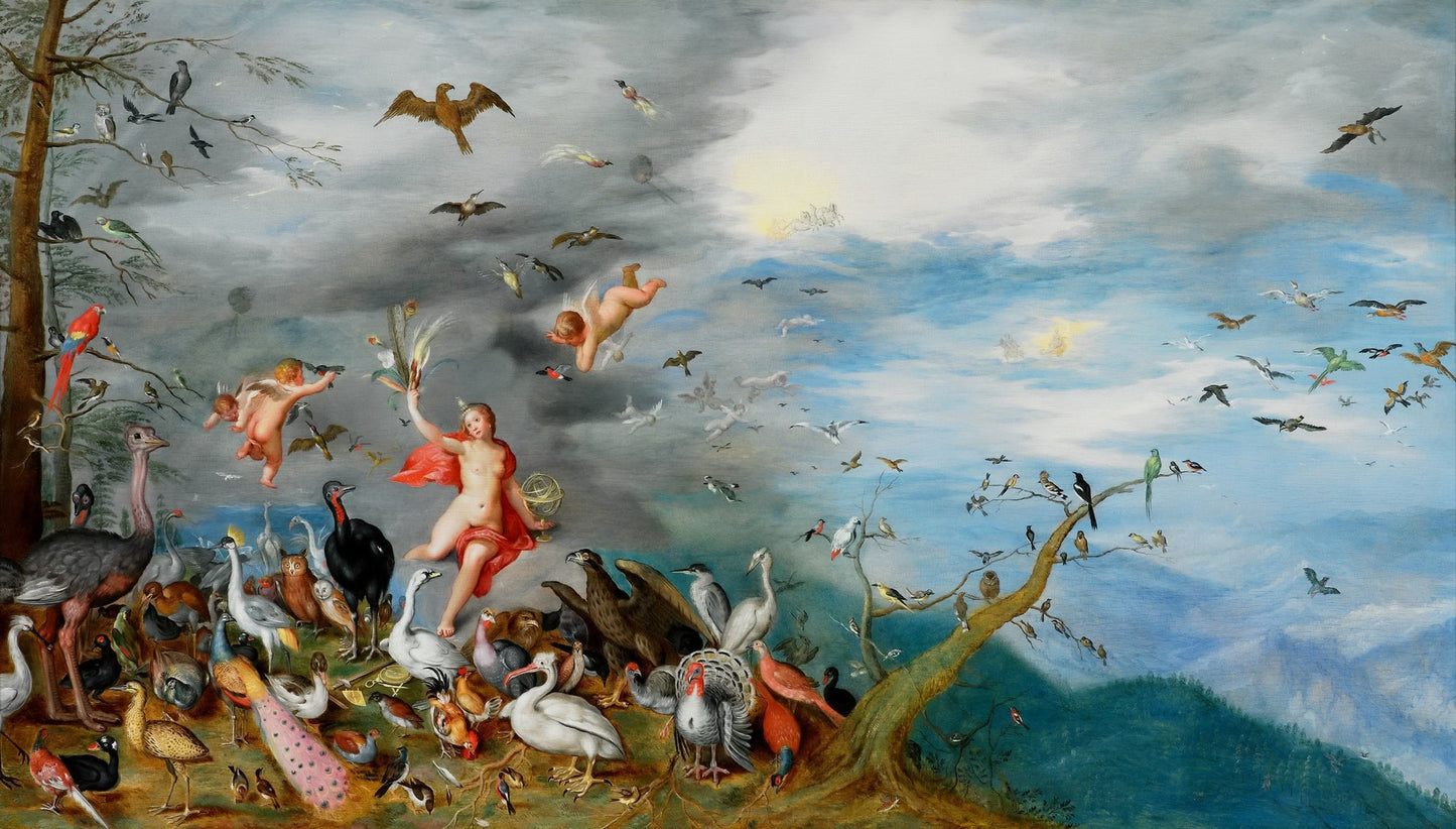 Allegory of Air, vintage artwork by Jan van Kessel the Elder, 12x8" (A4) Poster
