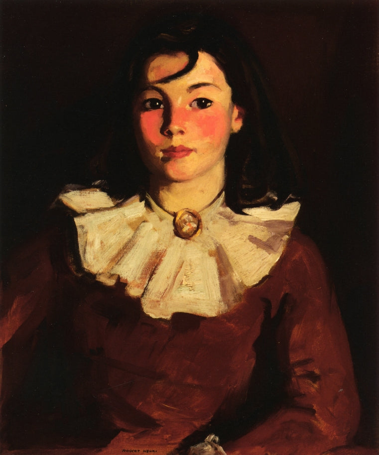 Cara in a Red Dress, vintage artwork by Robert Henri, 12x8" (A4) Poster