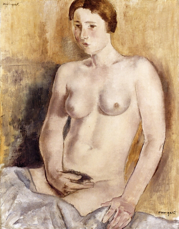 Seated Nuded, vintage artwork by Joachim Weingart, 12x8" (A4) Poster