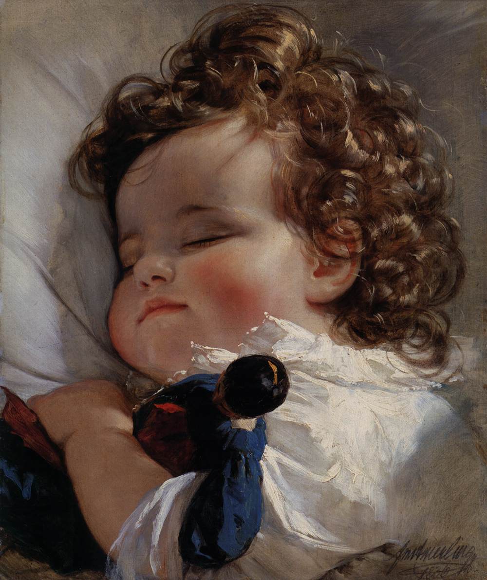 Portrait of Princess Marie Franziska von Liechtenstein Aged Two, vintage artwork by Friedrich von Amerling, A3 (16x12") Poster Print