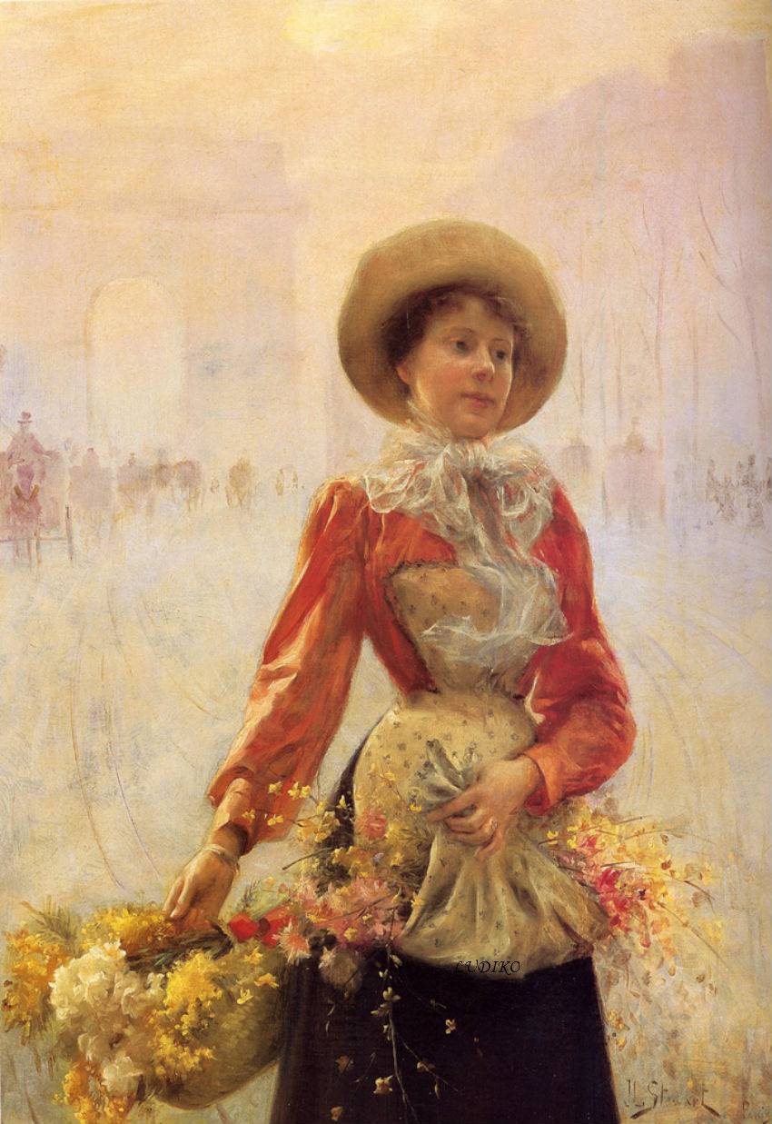 Flower Girl by Julius LeBlanc Stewart,A3(16x12")Poster