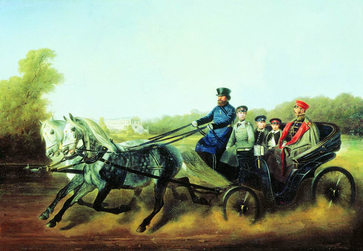 Emperor Alexander II with Children, vintage artwork by Nikolai Sverchkov, A3 (16x12") Poster Print
