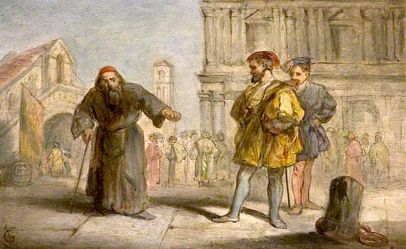 Scene from Shakespeare's 'The Merchant Of Venice', vintage artwork by Sir John Gilbert, A3 (16x12") Poster Print
