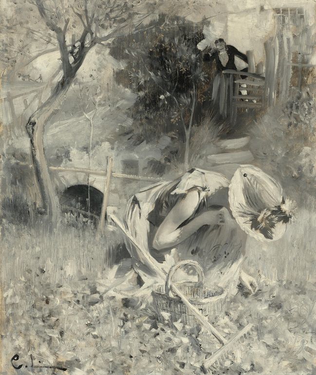 Garden Idyll, vintage artwork by Carl Larsson, 12x8" (A4) Poster