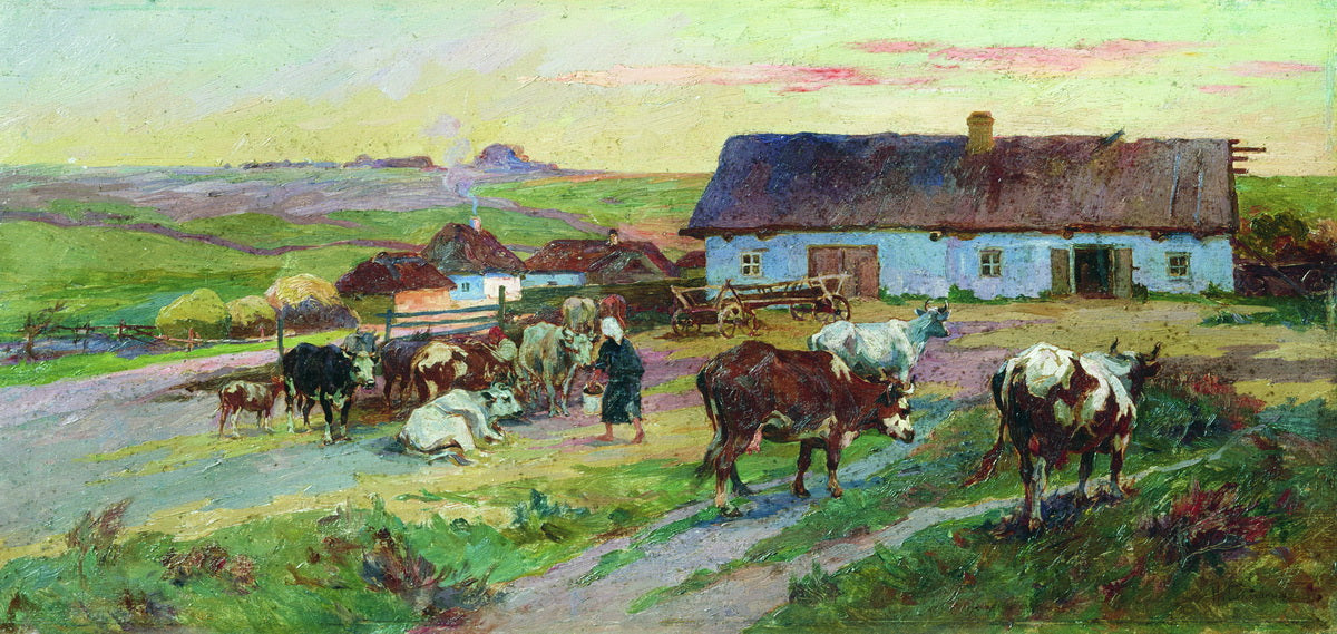 Evening in Crimea, vintage artwork by Nikolai Samokish, 12x8" (A4) Poster