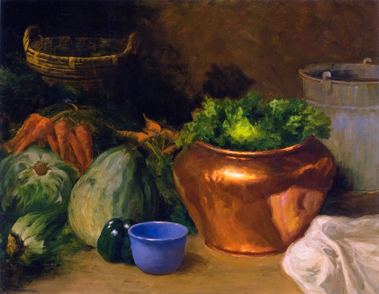 Copper Bowl and Vegetables by Jean Mannheim,A3(16x12")Poster