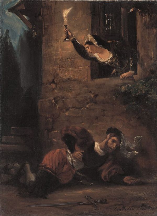 Dying Valentin, vintage artwork by Eugène Delacroix, A3 (16x12") Poster Print