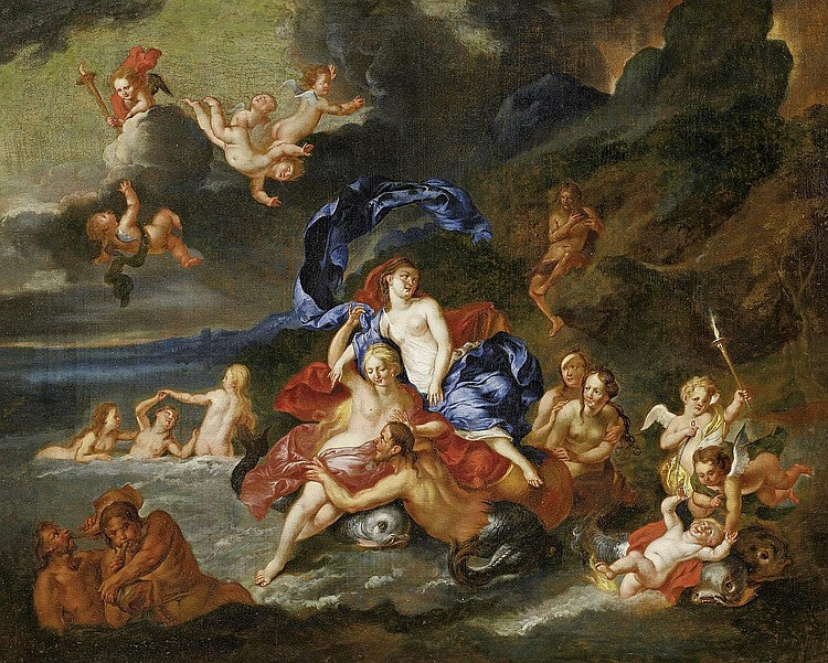 Acis and Galatea, vintage artwork by Attributed to Antoine Coypel II, 12x8" (A4) Poster