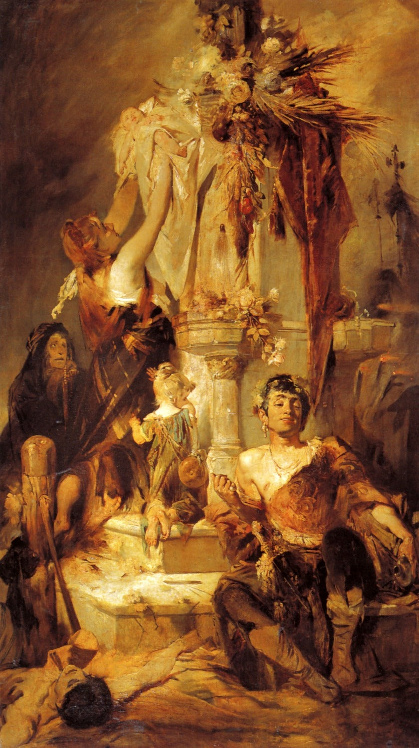 Opferszene, vintage artwork by Hans Makart, 12x8" (A4) Poster