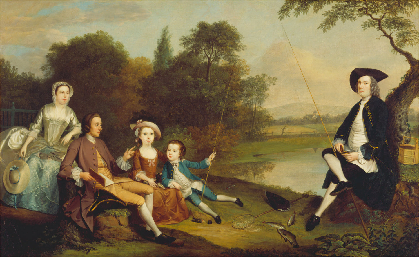 Portrait of a Family, Traditionally Known as the Swaine Family of Fencroft, Cambridgeshire, vintage artwork by Arthur Devis, 12x8" (A4) Poster