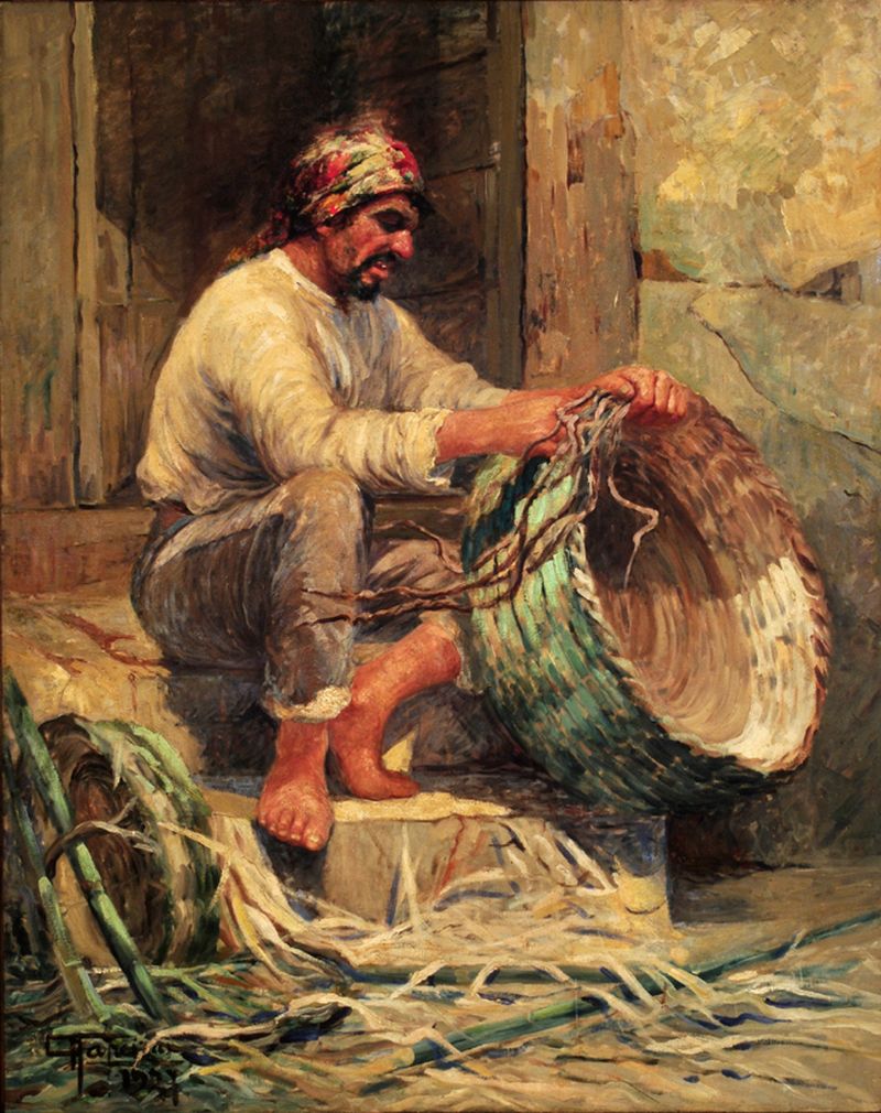 Cesteiro, vintage artwork by Antonio Parreiras, 12x8" (A4) Poster