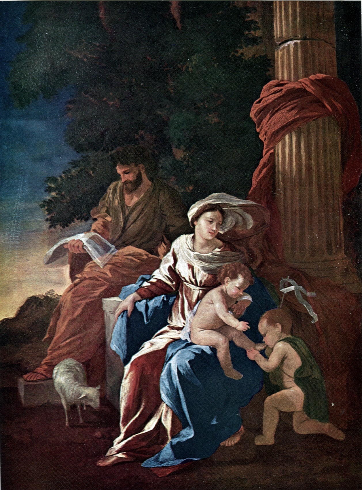 The Holy Family with St. John, vintage artwork by Nicolas Poussin, 12x8" (A4) Poster