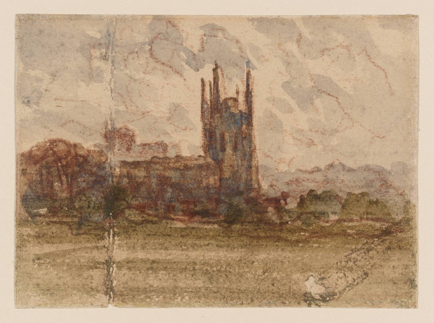 A Church (Possibly at Wrexham), vintage artwork by David Cox, 12x8" (A4) Poster