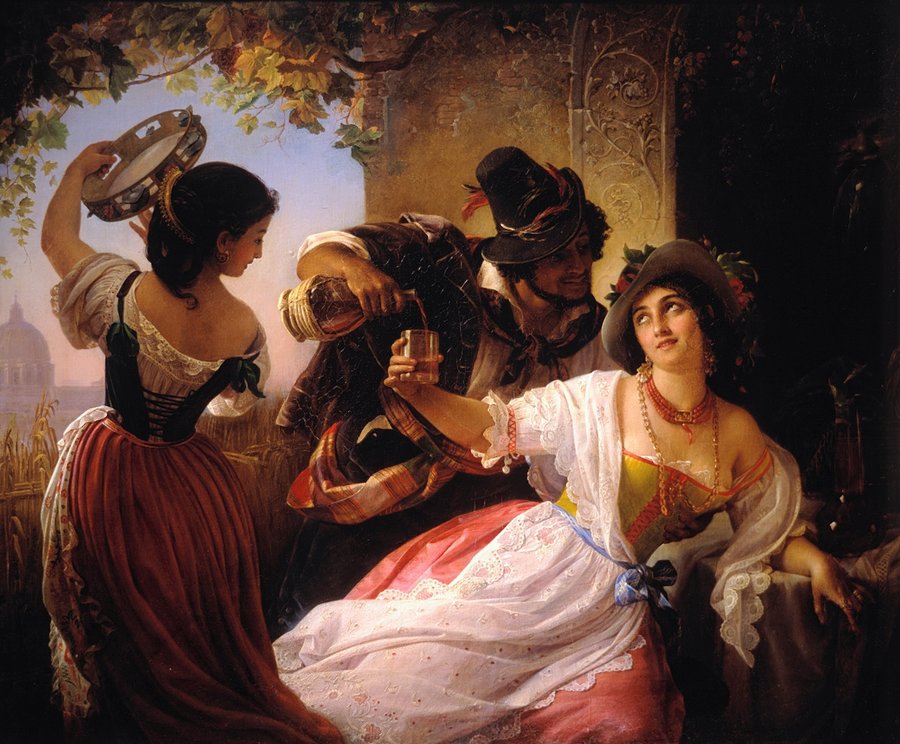 October Festival in Rome, vintage artwork by Pimen Orlov, A3 (16x12") Poster Print