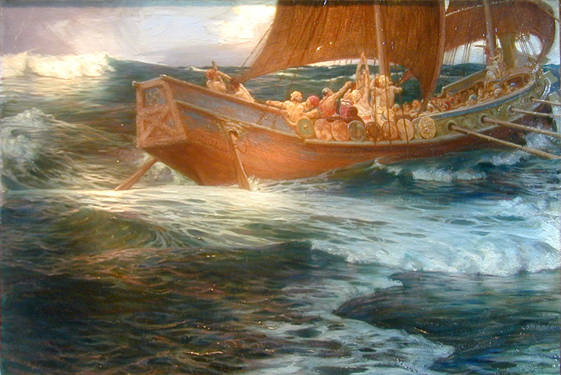 Wrath of the Sea God, vintage artwork by Herbert James Draper, 12x8" (A4) Poster